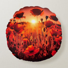 Almofada Redonda Mohn im Gegenlicht