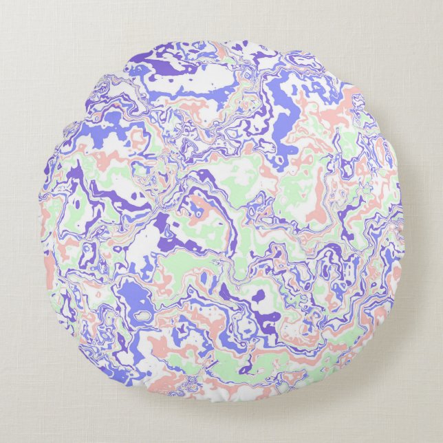 Almofada Redonda Mole Pastel Funky Boho Retro Abstrato Marble (Frente)