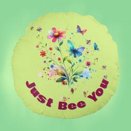 Almofada Redonda Monograma com Cor Floral Simples