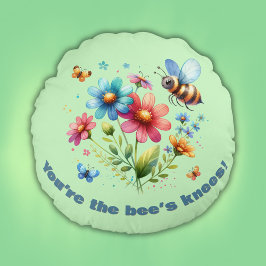 Almofada Redonda Monograma de Aquarela Você é o Verde da Abelha