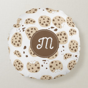 Almofada Redonda Monograma de Cookies Chip de Chocolate