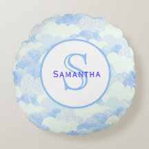 Monograma de Nuvens Texturizadas de Abstrato Azul