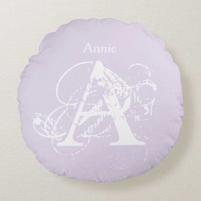 Almofada Redonda Monograma Elegante Modelo único moderno (Frente)