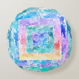 Almofada Redonda Monograma Moderno Abstrato com Desenhos Duplos em 