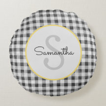 Monograma Personalizado de Gingham Preto e Branco