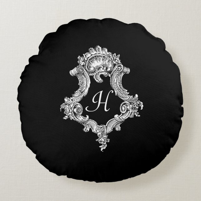 Almofada Redonda Monograma Personalizado Inicial (Frente)