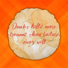 Almofada Redonda Monograma sobre Matares de Dúvida Laranja e Dourad