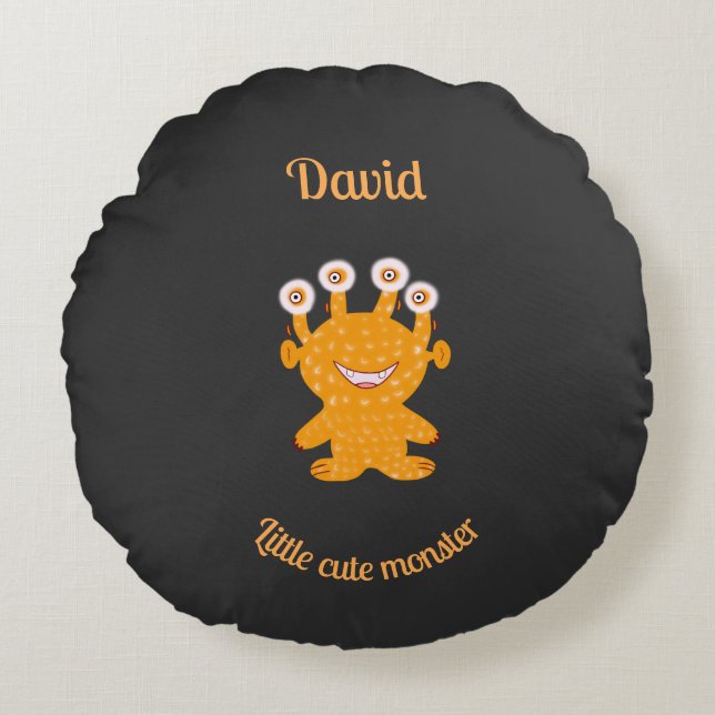 Almofada Redonda Monstro laranja (Frente)