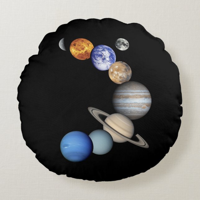 Almofada Redonda Montagem do Sistema Solar (Frente)