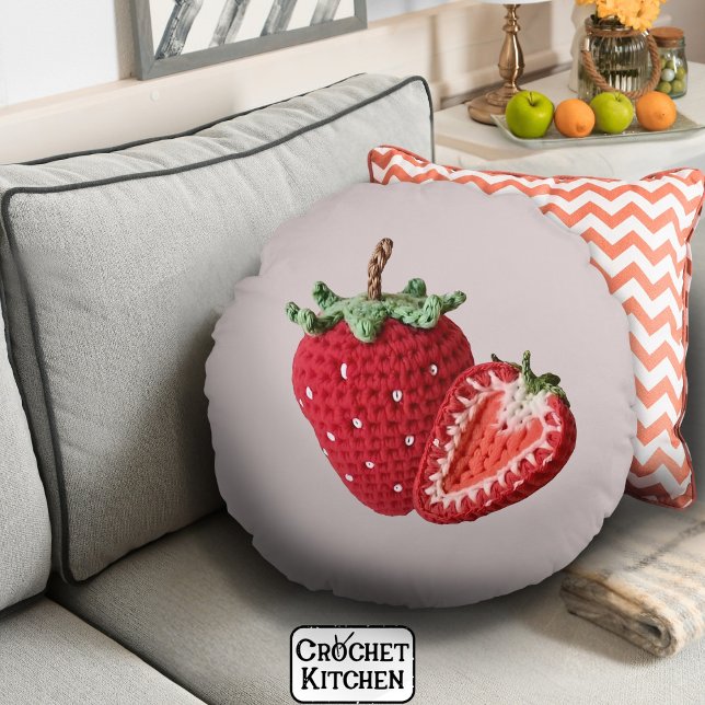 Almofada Redonda Morango Mínimo-Cinzento Cinzento Cinzento Cinzento (Criador carregado)