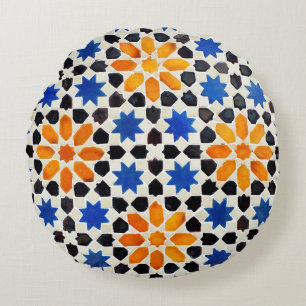 Almofada Redonda Mosaico árabe de azulejos em estilo marroquino, d