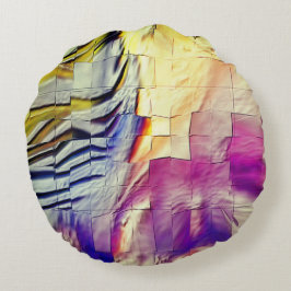 Almofada Redonda Mosaico de textura em amarelo-rosa e mole esculpid