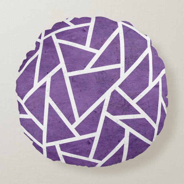 Almofada Redonda Mosaico roxo e branco (Frente)