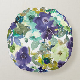 Almofada Redonda Motifs Floral em Watercolor