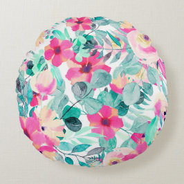 Almofada Redonda Motivos florais para aquarelas