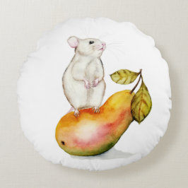 Almofada Redonda Mouse charmoso em uma pera