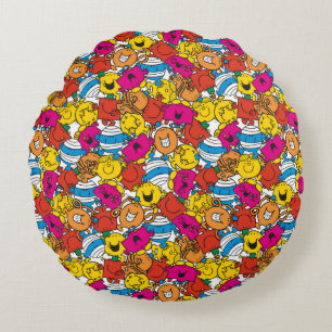 Almofada Redonda Mr Men & Little Miss Rostos Sorridentes Brilhant