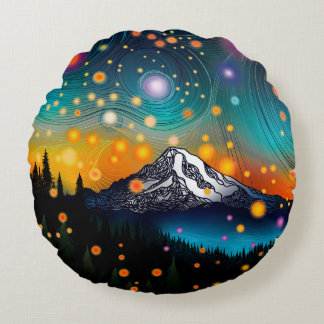 Almofada Redonda Mt. Rainier Starry Sky