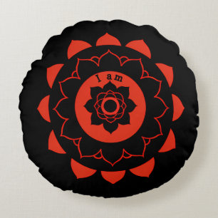 Almofada Redonda Muladhara Red Mandala Root Chakra
