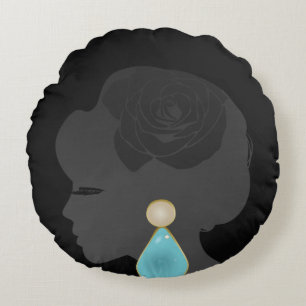 Almofada Redonda Mulher Negra Silhouette Dark Glamor