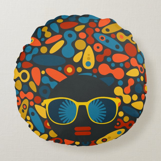 Almofada Redonda Mulher Preta #1 (Frente)