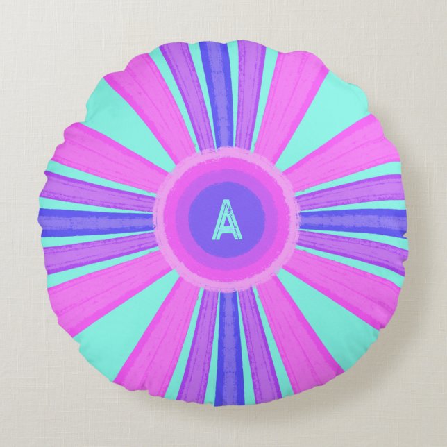 Almofada Redonda Multicolor Striped Monogram  (Frente)