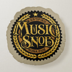 Almofada Redonda Music Snob - amante de música engraçada