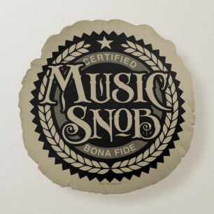 Almofada Redonda Music Snob - amante de música engraçada