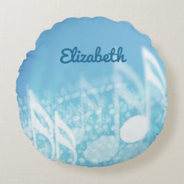 Almofada Redonda Música Azul Personalizada