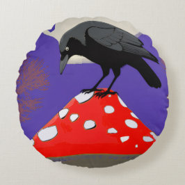 Almofada Redonda 🟢 Mystical Raven Round Cushion