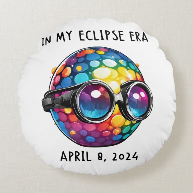 Almofada Redonda Na Minha Era de Eclipse Solar de 2024 (Frente)