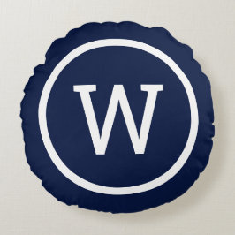 Almofada Redonda Na moda de pré-disquete de Marinho moderno azul