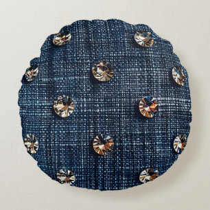 Almofada Redonda Na moda Denim e Travesseiro decorativo redondo Dia