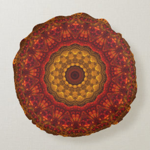 Almofada Redonda Na moda Luxo Autumn Tones Mandala Design