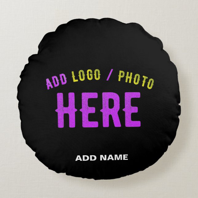 ALMOFADA REDONDA NA MODA MODERNO PERSONALIZÁVEL NEGRO VERIFICADO CO (Frente)