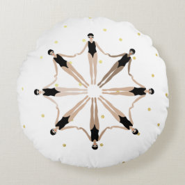 Almofada Redonda Nadadores Sincronizados Modernos Pontos Dourados