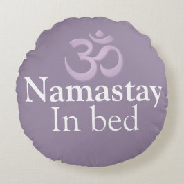 Almofada Redonda Namastay Na Cama Ioga Lavanda roxo branco Divertid