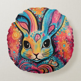 Almofada Redonda Namorados Bunny Positive vibe corações