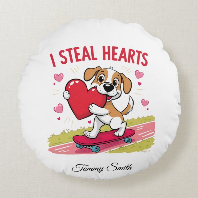 Almofada Redonda Namorados Sentimentais Modernos para Animais de es (Frente)