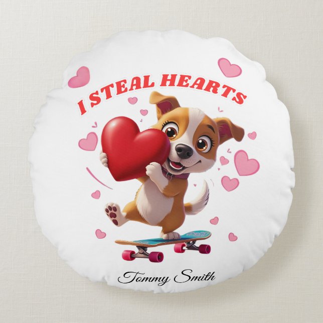 Almofada Redonda Namorados Sentimentais Modernos para Casais (Frente)