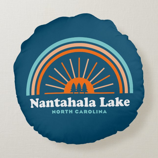 Almofada Redonda Nantahala Lake North Carolina Travesseiro decorati (Verso)