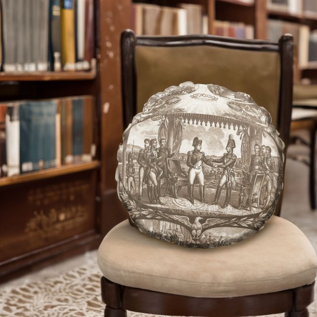 Almofada Redonda Napoleão Bonaparte e czar Alexandre I (Criador carregado)