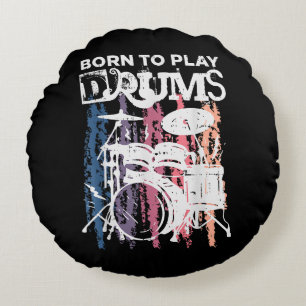 Almofada Redonda Nascer Para Tocar Drumm Drumming Rock Music Banda
