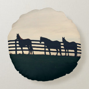 Almofada Redonda Natal de Trotting Horse