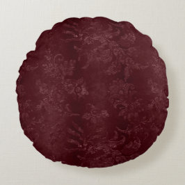 Almofada Redonda Natal Floral Burgundy Vermelho Profundo