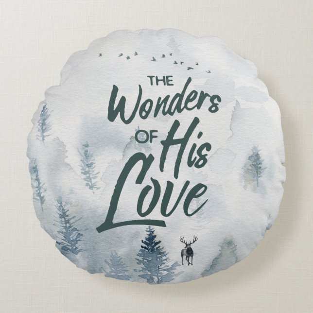 Almofada Redonda Natal Religioso Admira de Sua Abençoação (Frente)