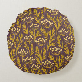 Almofada Redonda Natural Floral Pattern: Golden Accents  Dark Canva
