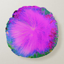 Almofada Redonda Natureza Psicodélica Milkweed Roxo Ultra-Violeta