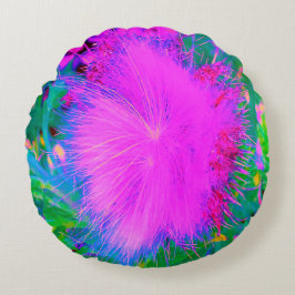 Almofada Redonda Natureza Psicodélica Milkweed Roxo Ultra-Violeta