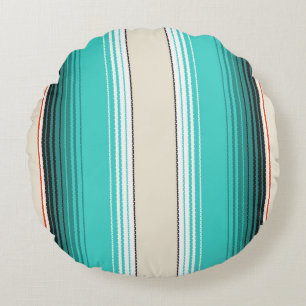 Almofada Redonda Navajo White, Turquesa Laranja Mexicana Sor